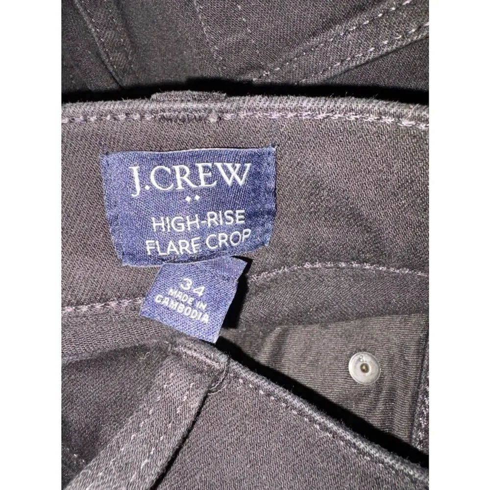 J. Crew Highrise Flare Crop Black Jeans Sz 34